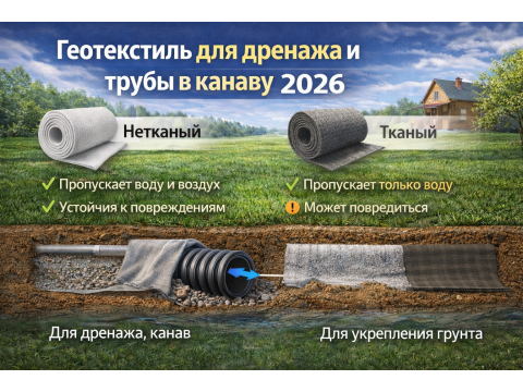 Геотекстиль для дренажа и трубы в канаву: какой выбрать в 2026 году