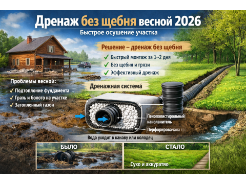 Как быстро осушить участок после зимы без щебня в 2026 году