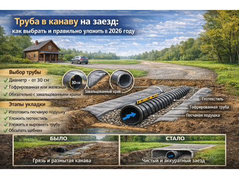Труба в канаву на заезд: как выбрать и правильно уложить в 2026 году